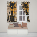 Black Cat Yellow Brick Graffiti Street Art Expressive Bold Artwork for Home Decor Readymade Eyelet Ring Top Thermal 100% Blackout Curtains