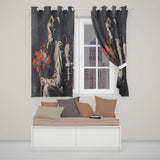 Boy with Red Flowers Dark Stencil Graffiti Unique Striking Artwork for Home Decor Readymade Eyelet Ring Top Thermal 100% Blackout Curtains