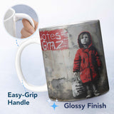 Child in Red Coat Urban Street Art 11oz Ceramic Coffee Tea Mug White Large Handle