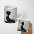 Seated Boy with Butterflies Monochrome Graffiti 11oz Ceramic Coffee Tea Mug White Large Handle