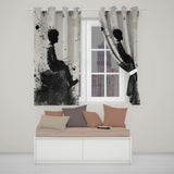 Seated Boy with Butterflies Monochrome Graffiti Vibrant Artwork for Bedroom Decor Readymade Eyelet Ring Top Thermal 100% Blackout Curtains
