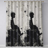 Seated Boy with Butterflies Monochrome Graffiti Vibrant Artwork for Bedroom Decor Readymade Eyelet Ring Top Thermal 100% Blackout Curtains