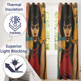 Modern Pop Art Woman Portrait Yellow Red Graffiti Distinctive Artistic Home Decor Readymade Eyelet Ring Top Thermal 100% Blackout Curtains