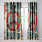 Abstract Peace Symbol Blue Red Grunge Street Art Contemporary Wall Art Home Decor Readymade Eyelet Ring Top Thermal 100% Blackout Curtains