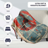 Abstract Peace Symbol Blue Red Grunge Street Art, All Season Comfort, Gift for Adults and Teens - Super Soft Fleece Blanket Bed Sofa Throw