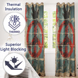Abstract Peace Symbol Blue Red Grunge Street Art Contemporary Wall Art Home Decor Readymade Eyelet Ring Top Thermal 100% Blackout Curtains