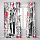 Romantic Couple Kiss Graffiti Street Art Love Vibrant Bold Artwork for Home Decor Readymade Eyelet Ring Top Thermal 100% Blackout Curtains