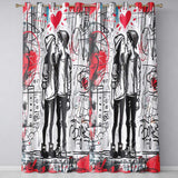 Romantic Couple Kiss Graffiti Street Art Love Vibrant Bold Artwork for Home Decor Readymade Eyelet Ring Top Thermal 100% Blackout Curtains