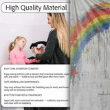 Girl Standing Beneath Colourful Rainbow Street Art, All Season Comfort, Stylish Room Decoration - Super Soft Fleece Blanket Bed Sofa Throw