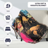Classic Renaissance Portrait Urban Graffiti Fusion, All Season Comfort, Stylish Room Decoration - Super Soft Fleece Blanket Bed Sofa Throw
