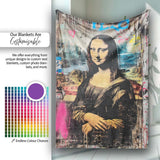 Classic Renaissance Portrait Urban Graffiti Fusion, All Season Comfort, Stylish Room Decoration - Super Soft Fleece Blanket Bed Sofa Throw