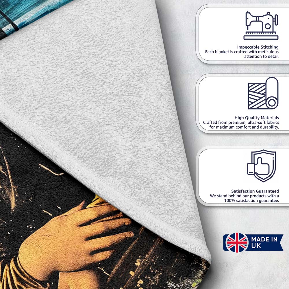 Classic Renaissance Portrait Urban Graffiti Fusion, All Season Comfort, Stylish Room Decoration - Super Soft Fleece Blanket Bed Sofa Throw