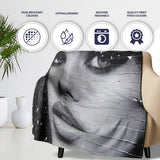 Black and White Female Face Urban Mural Portrait, All Season Comfort, Decorative Wall Art Style - Super Soft Fleece Blanket Bed Sofa Throw