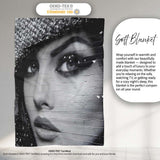 Black and White Female Face Urban Mural Portrait, All Season Comfort, Decorative Wall Art Style - Super Soft Fleece Blanket Bed Sofa Throw
