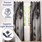 Black and White Female Face Urban Mural Portrait Contemporary Artistic Home Decor Readymade Eyelet Ring Top Thermal 100% Blackout Curtains