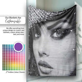 Black and White Female Face Urban Mural Portrait, All Season Comfort, Decorative Wall Art Style - Super Soft Fleece Blanket Bed Sofa Throw