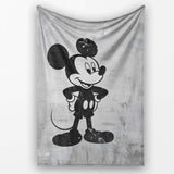 Vintage Cartoon Mouse Monochrome Pop Art, Bedroom Living Room Accent, Gift for Adults and Teens - Super Soft Fleece Blanket Bed Sofa Throw