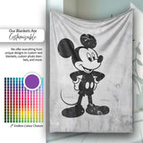 Vintage Cartoon Mouse Monochrome Pop Art, Bedroom Living Room Accent, Gift for Adults and Teens - Super Soft Fleece Blanket Bed Sofa Throw