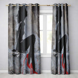 Black Silhouette Woman Red High Heels Urban Graffiti Creative Artistic Home Decor Readymade Eyelet Ring Top Thermal 100% Blackout Curtains