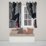 Black Silhouette Woman Red High Heels Urban Graffiti Creative Artistic Home Decor Readymade Eyelet Ring Top Thermal 100% Blackout Curtains