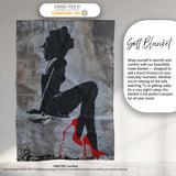 Black Silhouette Woman Red High Heels Urban Graffiti, Lightweight Comfortable Decorative Accent - Super Soft Fleece Blanket Bed Sofa Throw