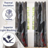 Black Silhouette Woman Red High Heels Urban Graffiti Creative Artistic Home Decor Readymade Eyelet Ring Top Thermal 100% Blackout Curtains