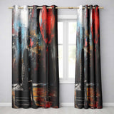 Girl Sitting with Red Heart Balloon Dark Urban Art Striking Design for Home Decor Readymade Eyelet Ring Top Thermal 100% Blackout Curtains