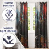 Girl Sitting with Red Heart Balloon Dark Urban Art Striking Design for Home Decor Readymade Eyelet Ring Top Thermal 100% Blackout Curtains