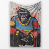 Colourful Gorilla Portrait Bold Abstract Graffiti, All Season Comfort, Comfortable Everyday Use - Super Soft Fleece Blanket Bed Sofa Throw