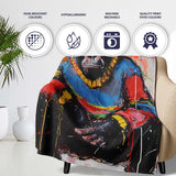 Colourful Gorilla Portrait Bold Abstract Graffiti, All Season Comfort, Comfortable Everyday Use - Super Soft Fleece Blanket Bed Sofa Throw