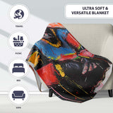 Colourful Gorilla Portrait Bold Abstract Graffiti, All Season Comfort, Comfortable Everyday Use - Super Soft Fleece Blanket Bed Sofa Throw