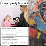 Colourful Gorilla Portrait Bold Abstract Graffiti, All Season Comfort, Comfortable Everyday Use - Super Soft Fleece Blanket Bed Sofa Throw
