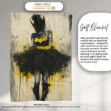 Yellow Black Masked Woman Gothic Urban Illustration, All Season Comfort, Modern Interior Accent - Super Soft Fleece Blanket Bed Sofa Throw