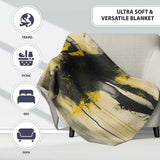 Yellow Black Masked Woman Gothic Urban Illustration, All Season Comfort, Modern Interior Accent - Super Soft Fleece Blanket Bed Sofa Throw