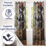 Dapper Cartoon Mouse Red Cap Satirical Street Art Distinctive Wall Art Home Decor Readymade Eyelet Ring Top Thermal 100% Blackout Curtains