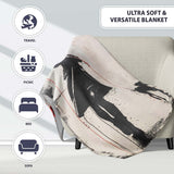 Woman Walking Dog Under Red Umbrella Street Art, Bedroom Living Room Accent, All Season Comfort - Super Soft Fleece Blanket Bed Sofa Throw