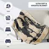 Two Young Friends Monochrome Stencil Street Art, Bedroom Living Room Accent, All Season Comfort - Super Soft Fleece Blanket Bed Sofa Throw