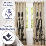 Two Young Friends Monochrome Stencil Street Art Distinctive Design for Home Decor Readymade Eyelet Ring Top Thermal 100% Blackout Curtains