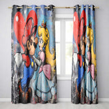 Romantic Cartoon Couple Red Heart Colourful Pop Art Vibrant Design for Home Decor Readymade Eyelet Ring Top Thermal 100% Blackout Curtains