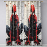Red Masked Superhero Crouching Urban Graffiti Bold Stylish Artwork for Home Decor Readymade Eyelet Ring Top Thermal 100% Blackout Curtains