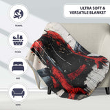 Red Masked Superhero Crouching Urban Graffiti, All Season Comfort, Thoughtful Housewarming Gift - Super Soft Fleece Blanket Bed Sofa Throw