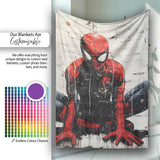 Red Masked Superhero Crouching Urban Graffiti, All Season Comfort, Thoughtful Housewarming Gift - Super Soft Fleece Blanket Bed Sofa Throw