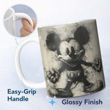 Vintage Cartoon Mouse Monochrome Grunge Illustration 11oz Ceramic Coffee Tea Mug White Large Handle