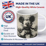 Vintage Cartoon Mouse Monochrome Grunge Illustration 11oz Ceramic Coffee Tea Mug White Large Handle