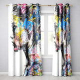 Colourful Graffiti Woman Profile Abstract Collage Distinctive Wall Art Home Decor Readymade Eyelet Ring Top Thermal 100% Blackout Curtains