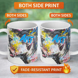 Colourful Graffiti Woman Profile Abstract Collage 11oz Ceramic Coffee Tea Mug White Large Handle