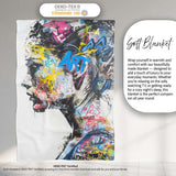 Colourful Graffiti Woman Profile Abstract Collage, All Season Comfort, Comfortable Everyday Use - Super Soft Fleece Blanket Bed Sofa Throw