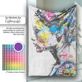 Colourful Graffiti Woman Profile Abstract Collage, All Season Comfort, Comfortable Everyday Use - Super Soft Fleece Blanket Bed Sofa Throw