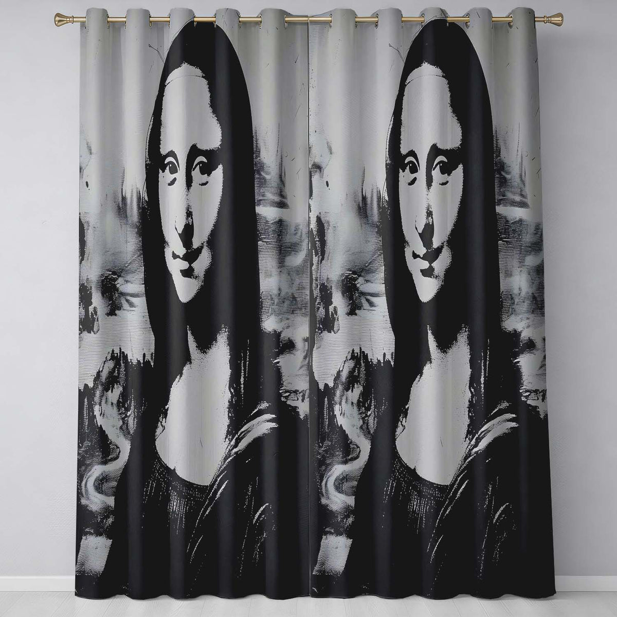 Monochrome Classical Woman Portrait Graphic Street Art Modern Wall Art Home Decor Readymade Eyelet Ring Top Thermal 100% Blackout Curtains