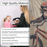 Chimpanzee Riding Red Bicycle Vintage Grunge Art, All Season Comfort, Gift for Adults and Teens - Super Soft Fleece Blanket Bed Sofa Throw